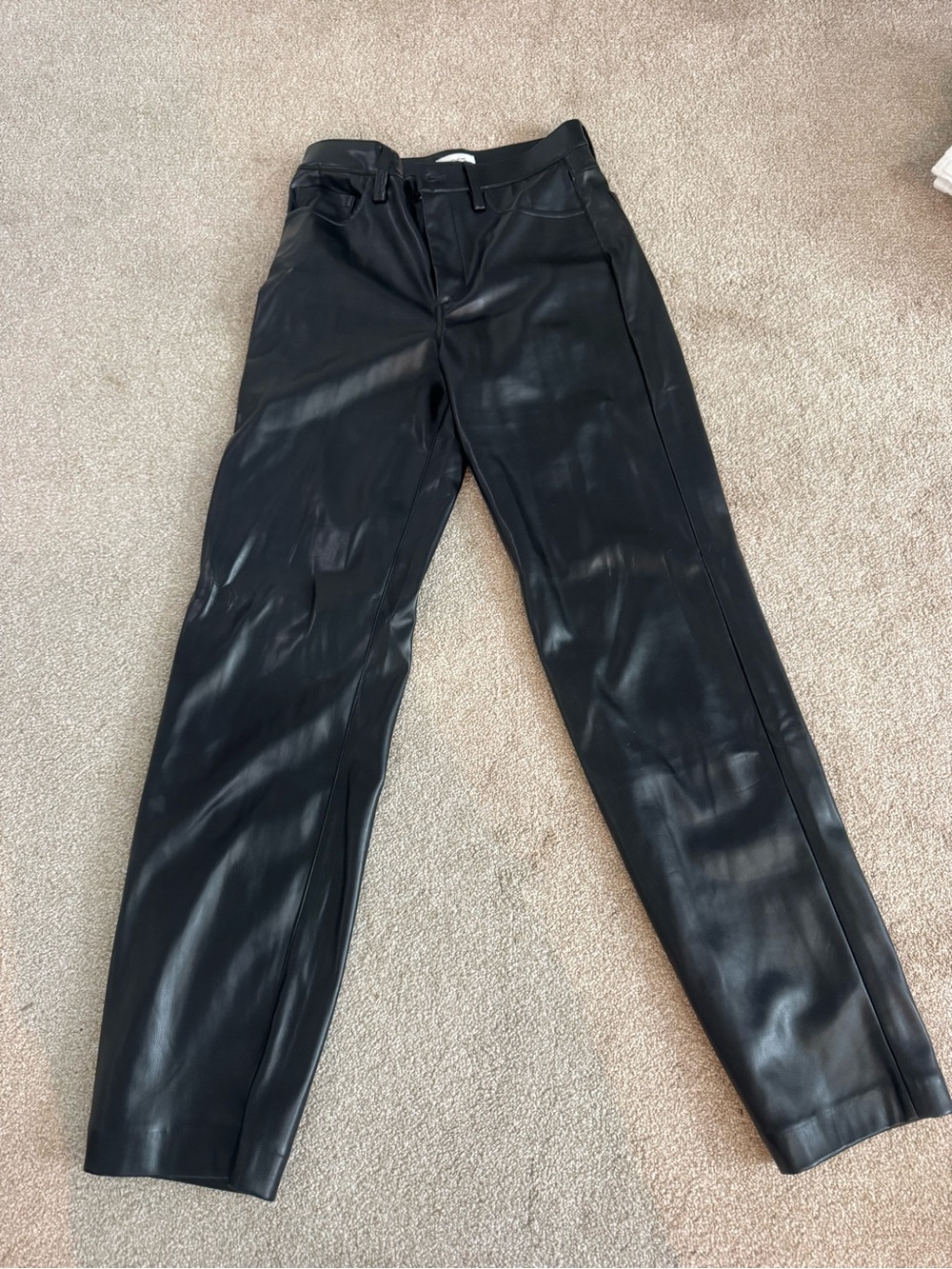 margot Black Faux Leather Straight-Leg Women’s Jeans